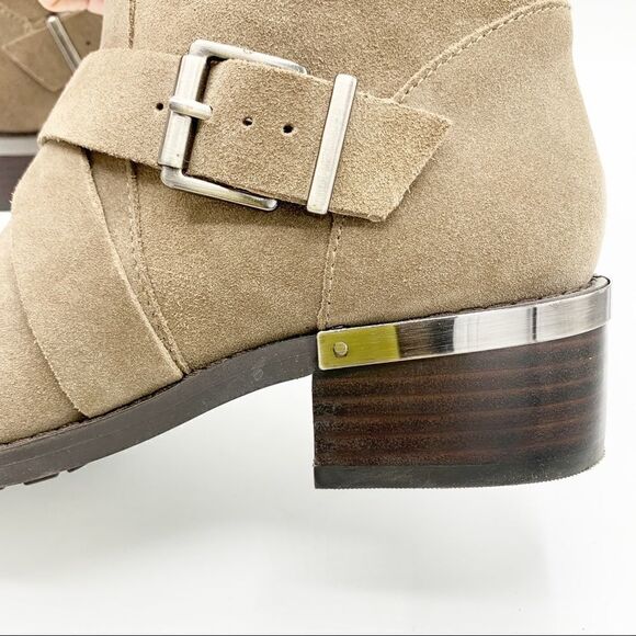 Vince Camuto Walleya Taupe Suede Motorcycle Boots Sz 7.5 - Picture 7 of 15
